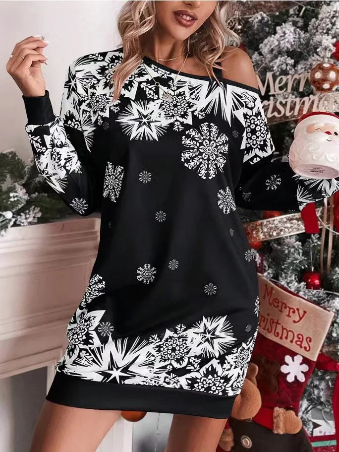 Christmas Snowflake Print Dress