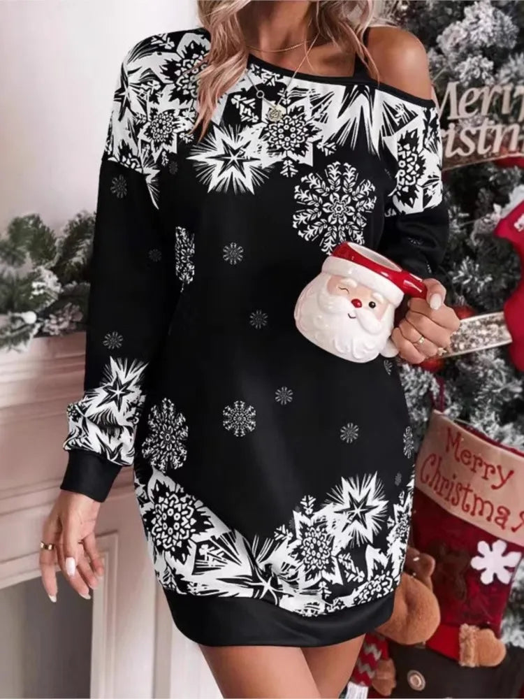 Christmas Snowflake Print Dress