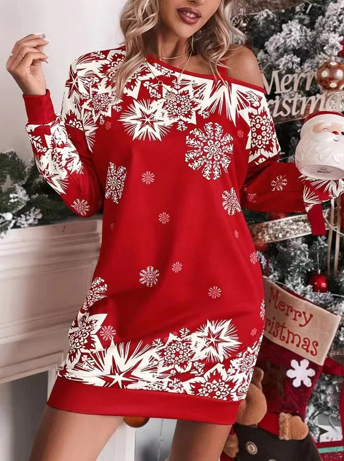 Christmas Snowflake Print Dress