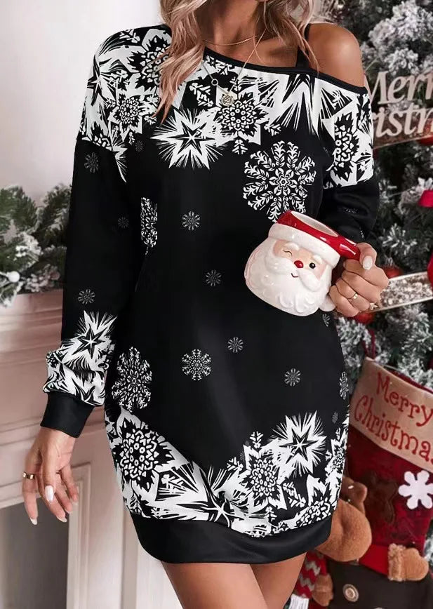 Christmas Snowflake Print Dress