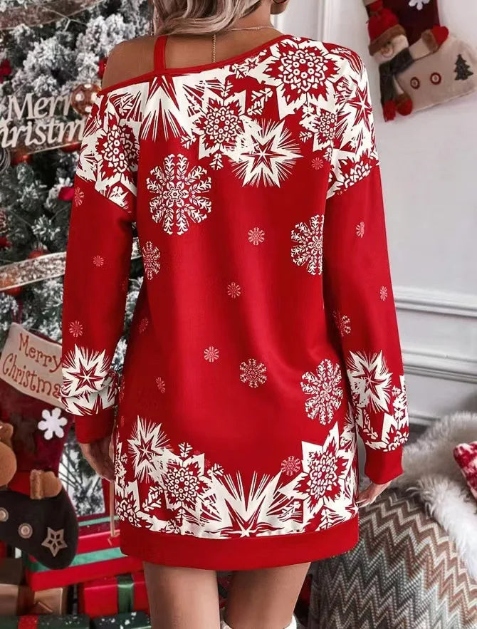 Christmas Snowflake Print Dress