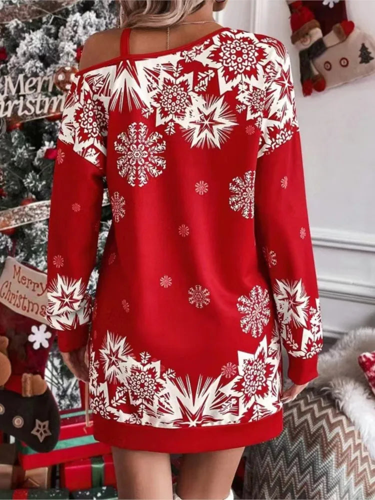 Christmas Snowflake Print Dress