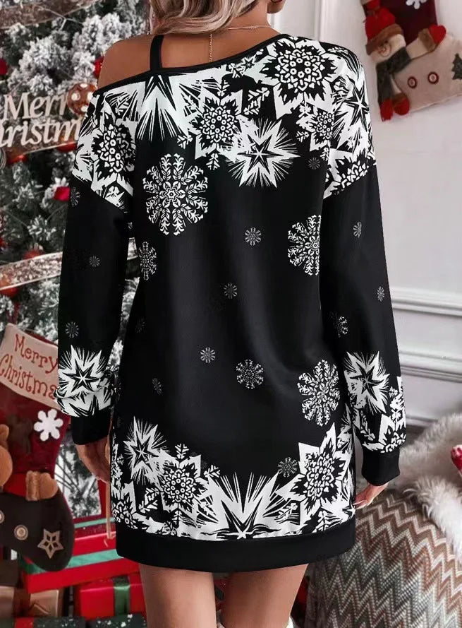 Christmas Snowflake Print Dress