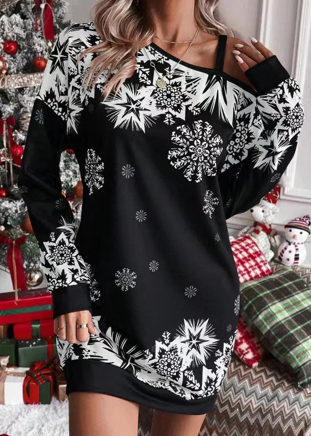 Christmas Snowflake Print Dress